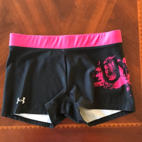 under armour pink compression shorts